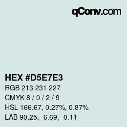 Código de color: HEX #D5E7E3 | qconv.com