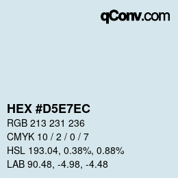 カラーコード: HEX #D5E7EC | qconv.com