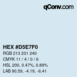 Code couleur: HEX #D5E7F0 | qconv.com