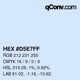 Code couleur: HEX #D5E7FF | qconv.com