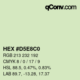 Code couleur: HEX #D5E8C0 | qconv.com