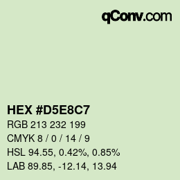 Código de color: HEX #D5E8C7 | qconv.com