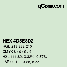Color code: HEX #D5E8D2 | qconv.com