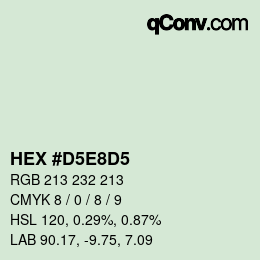 Color code: HEX #D5E8D5 | qconv.com