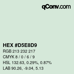 Color code: HEX #D5E8D9 | qconv.com