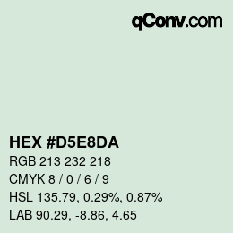 Color code: HEX #D5E8DA | qconv.com