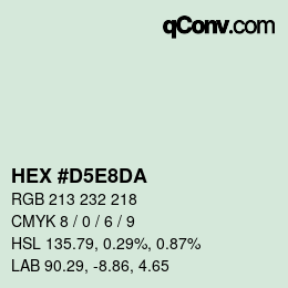 カラーコード: HEX #D5E8DA | qconv.com