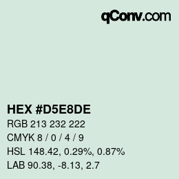 Color code: HEX #D5E8DE | qconv.com