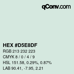 カラーコード: HEX #D5E8DF | qconv.com