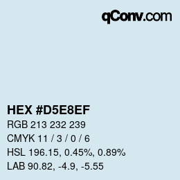 カラーコード: HEX #D5E8EF | qconv.com