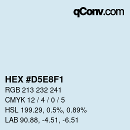 Color code: HEX #D5E8F1 | qconv.com