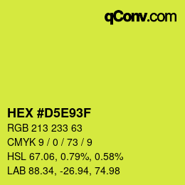 Color code: HEX #D5E93F | qconv.com