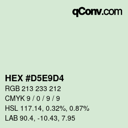 Color code: HEX #D5E9D4 | qconv.com