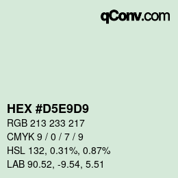 Farbcode: HEX #D5E9D9 | qconv.com