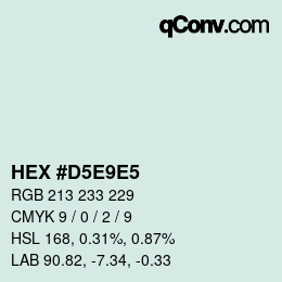 カラーコード: HEX #D5E9E5 | qconv.com