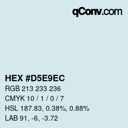 カラーコード: HEX #D5E9EC | qconv.com