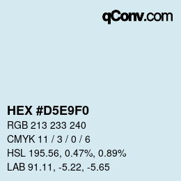 Color code: HEX #D5E9F0 | qconv.com