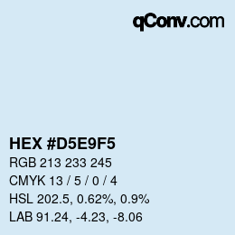 Farbcode: HEX #D5E9F5 | qconv.com