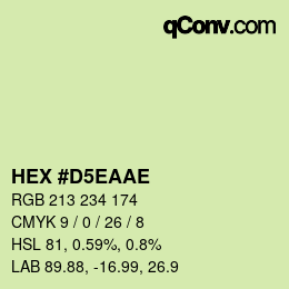 カラーコード: HEX #D5EAAE | qconv.com