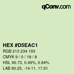 カラーコード: HEX #D5EAC1 | qconv.com
