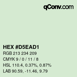 Color code: HEX #D5EAD1 | qconv.com