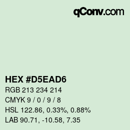 カラーコード: HEX #D5EAD6 | qconv.com