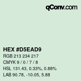 カラーコード: HEX #D5EAD9 | qconv.com