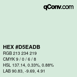 カラーコード: HEX #D5EADB | qconv.com