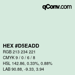 Color code: HEX #D5EADD | qconv.com