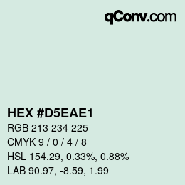 Farbcode: HEX #D5EAE1 | qconv.com