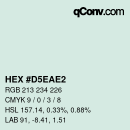 Color code: HEX #D5EAE2 | qconv.com