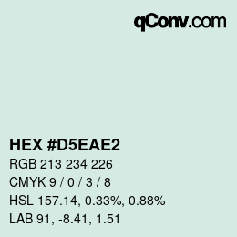 カラーコード: HEX #D5EAE2 | qconv.com