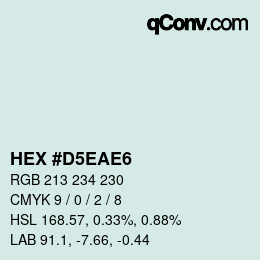 Color code: HEX #D5EAE6 | qconv.com