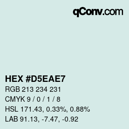 Código de color: HEX #D5EAE7 | qconv.com