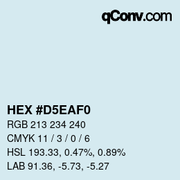 カラーコード: HEX #D5EAF0 | qconv.com