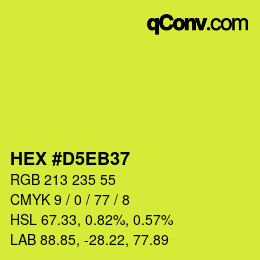 Farbcode: HEX #D5EB37 | qconv.com