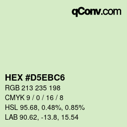 カラーコード: HEX #D5EBC6 | qconv.com