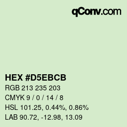 Farbcode: HEX #D5EBCB | qconv.com