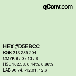 Farbcode: HEX #D5EBCC | qconv.com