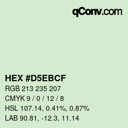 Color code: HEX #D5EBCF | qconv.com