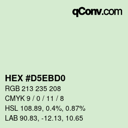 Color code: HEX #D5EBD0 | qconv.com