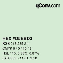 Color code: HEX #D5EBD3 | qconv.com