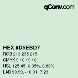 Color code: HEX #D5EBD7 | qconv.com