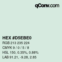 カラーコード: HEX #D5EBE0 | qconv.com