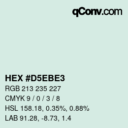 Color code: HEX #D5EBE3 | qconv.com