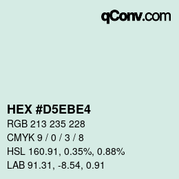 Color code: HEX #D5EBE4 | qconv.com