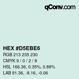 Color code: HEX #D5EBE6 | qconv.com