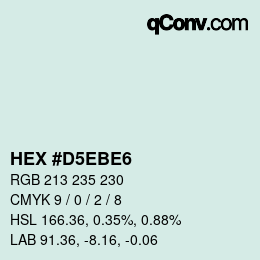 カラーコード: HEX #D5EBE6 | qconv.com