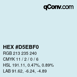 カラーコード: HEX #D5EBF0 | qconv.com