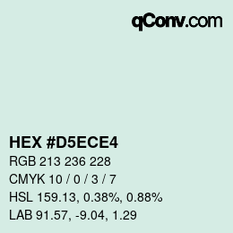 カラーコード: HEX #D5ECE4 | qconv.com